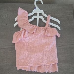 Adorable Pink Ruffled 2-Piece Set